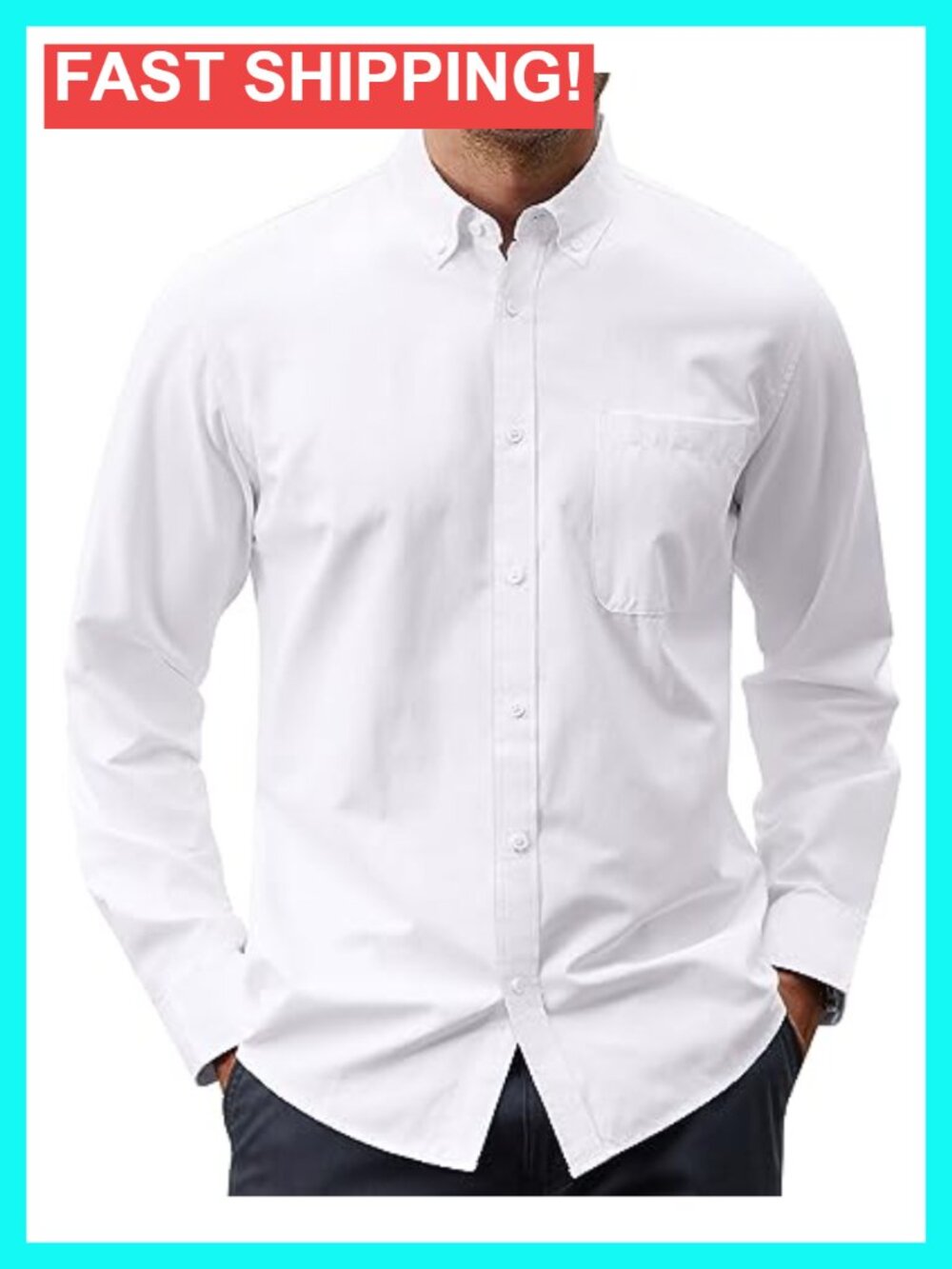 Men's Oxford Button Down Shirt Long Sleeve Casual Dress Shirt with Pocket
